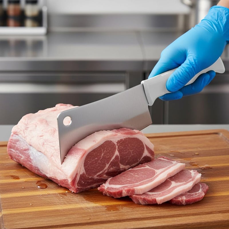 Kitchen Master 6 Inch Stainless Steel Meat Cleaver (White) | Heavy-Duty Chopping Knife - Image 4